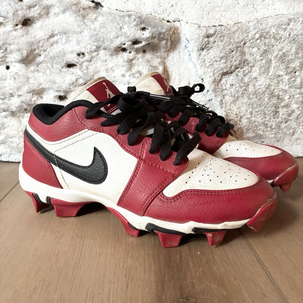 Nike Jordan 1 Low Football Baseball Lacrosse Cleats Chicago Red Boys 4 4Y